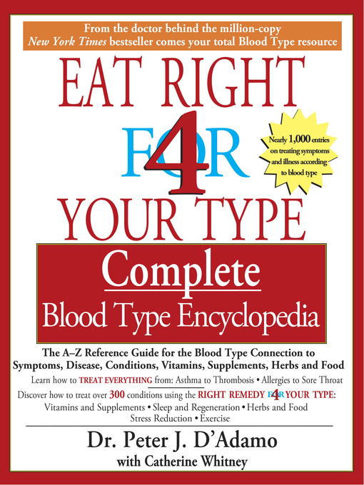 Title details for Eat Right for Your Type Complete Blood Type Encyclopedia by Dr. Peter J. D'Adamo - Wait list
